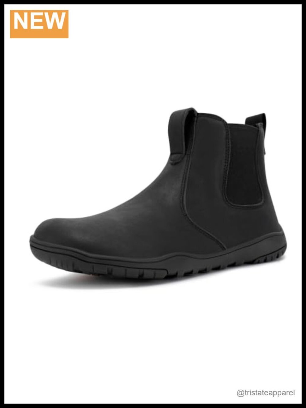 Men's Barefoot Chelsea Boot Wide Toe Box Zero Drop Slip On Vegan Leather